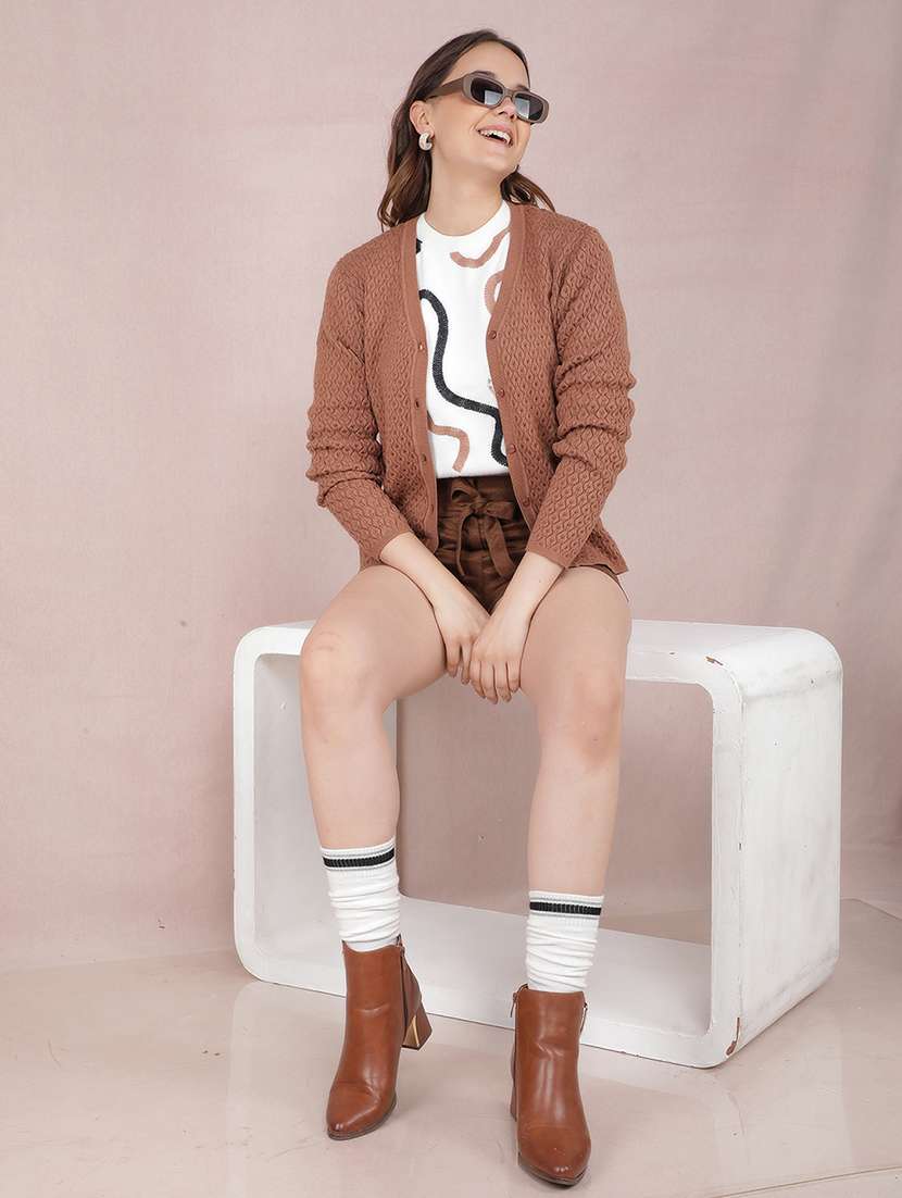 women solid long sleeve cardigan - 21635726 - Standard Image - 3