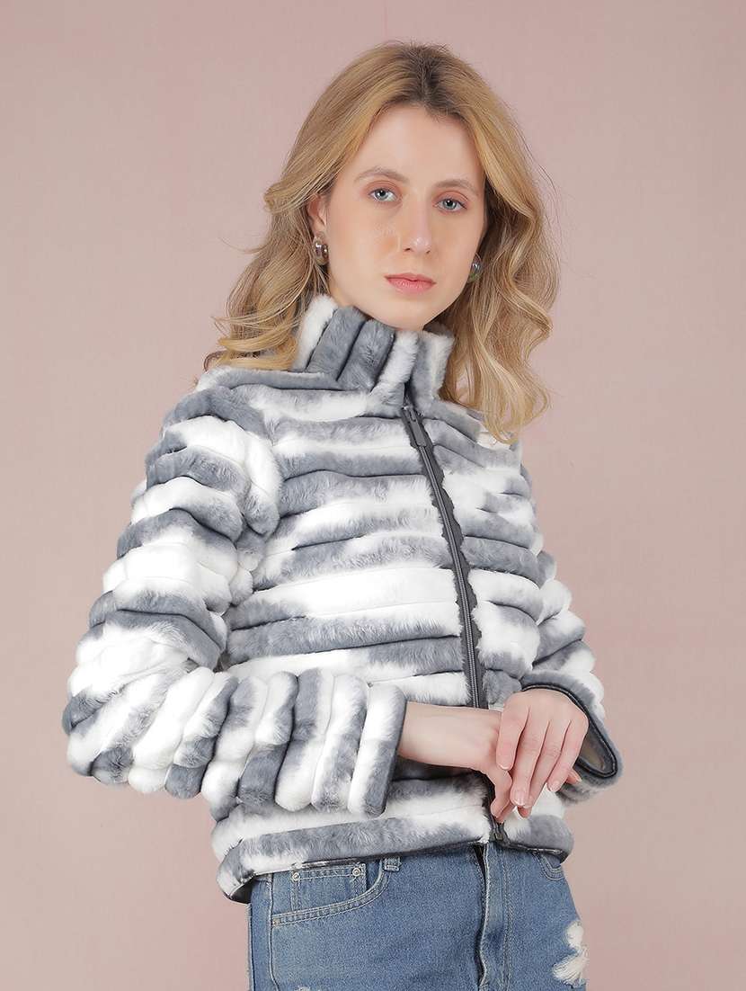 women long sleeves fur jacket jacket - 21635732 -  Zoom Image - 0