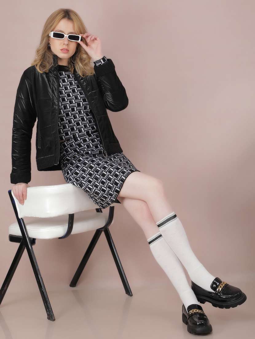 women long sleeves solid quilted jacket - 21635736 - Standard Image - 3