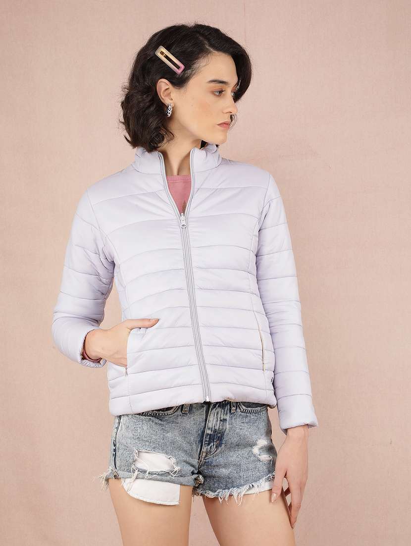 women solid long sleeve quilted jacket - 21635742 -  Zoom Image - 0