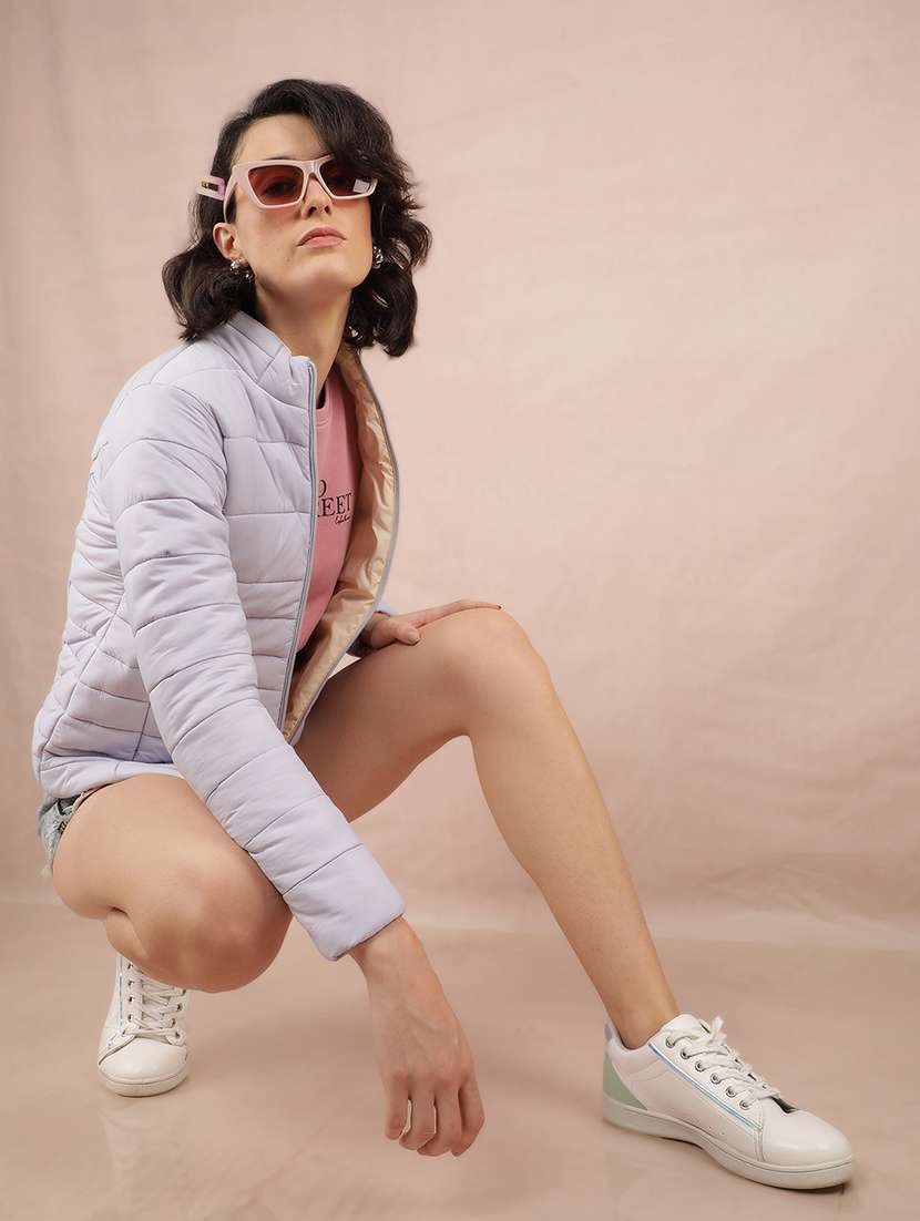 women solid long sleeve quilted jacket - 21635742 -  Standard Image - 3