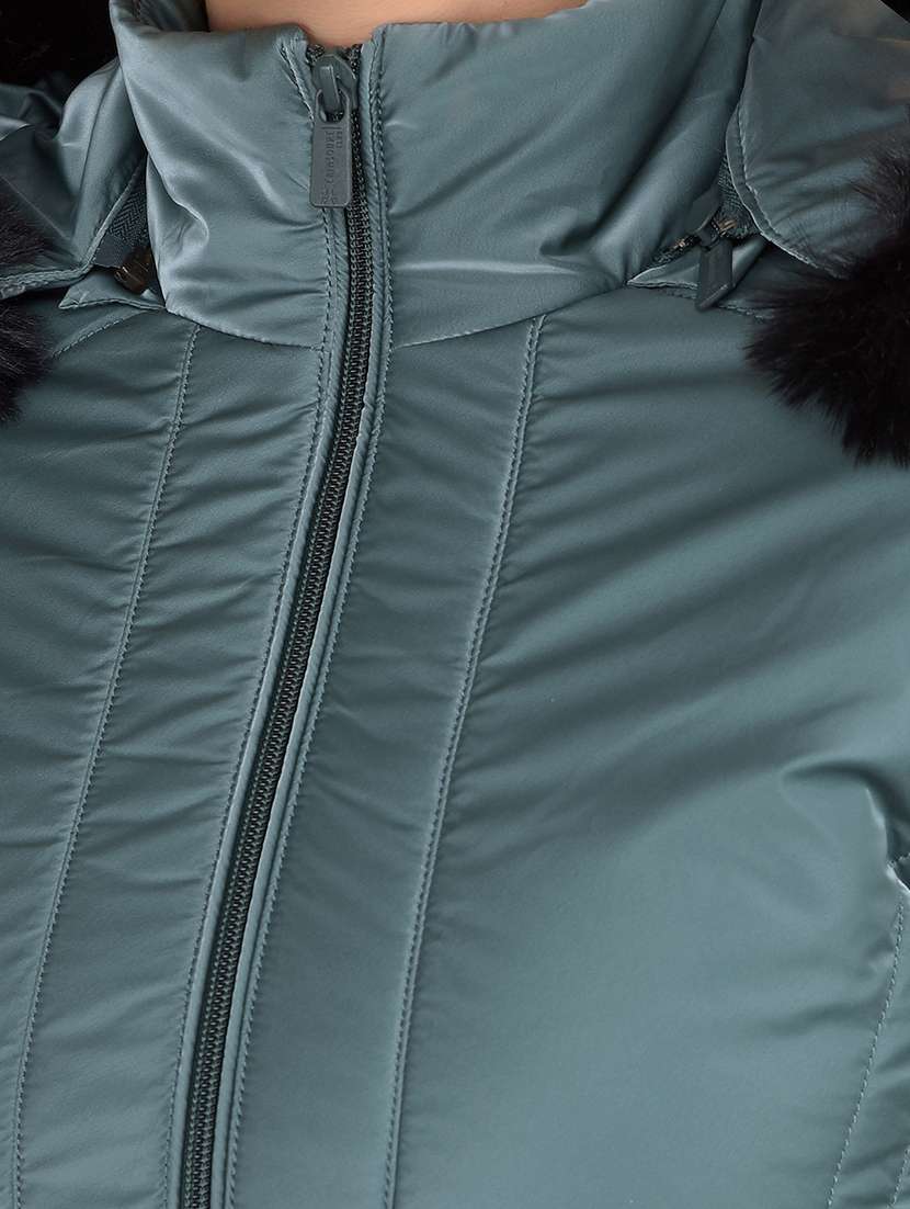 women solid long sleeve hooded quilted jacket - 21635749 -  Standard Image - 5