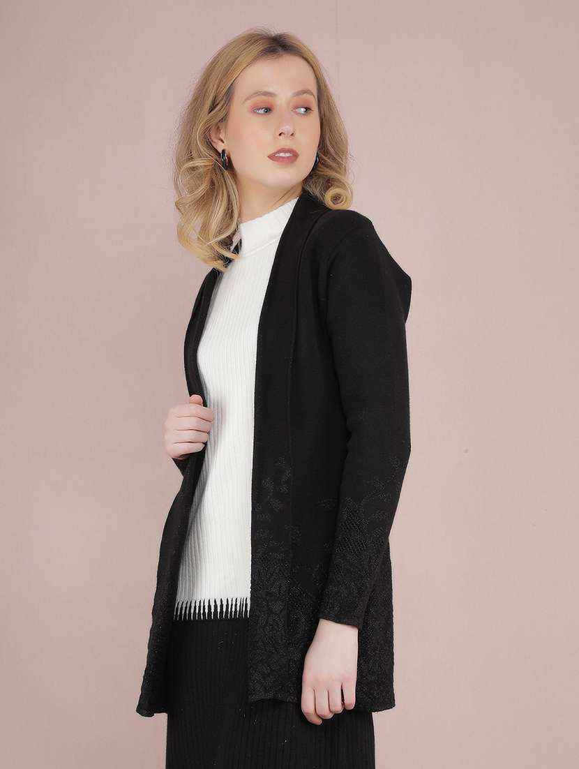 women self designed long sleeve regular shrug