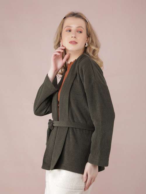 women long sleeves solid regular shrug - 21635751 - Standard Image - 0