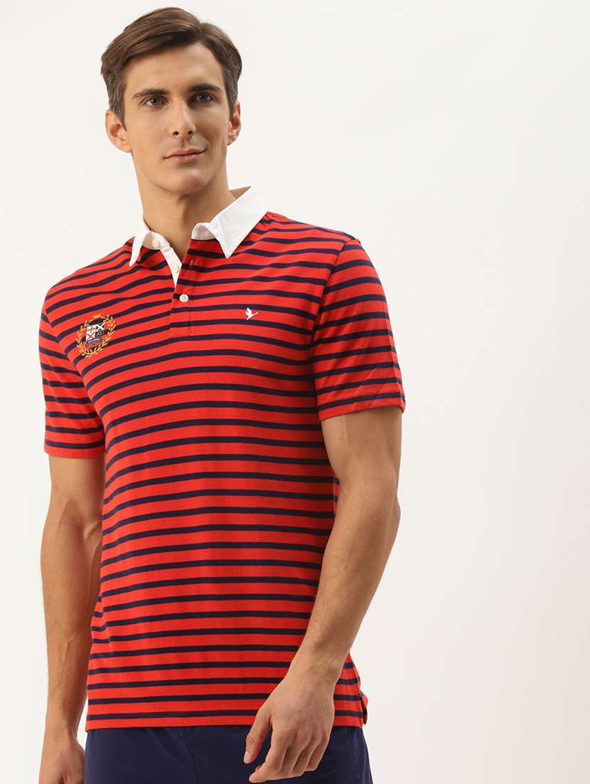 men regular fit striped short sleeve polo t-shirt