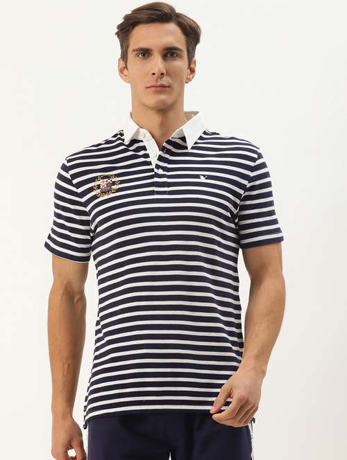 men regular fit striped short sleeve polo t-shirt - 21635923 - Standard Image - 0