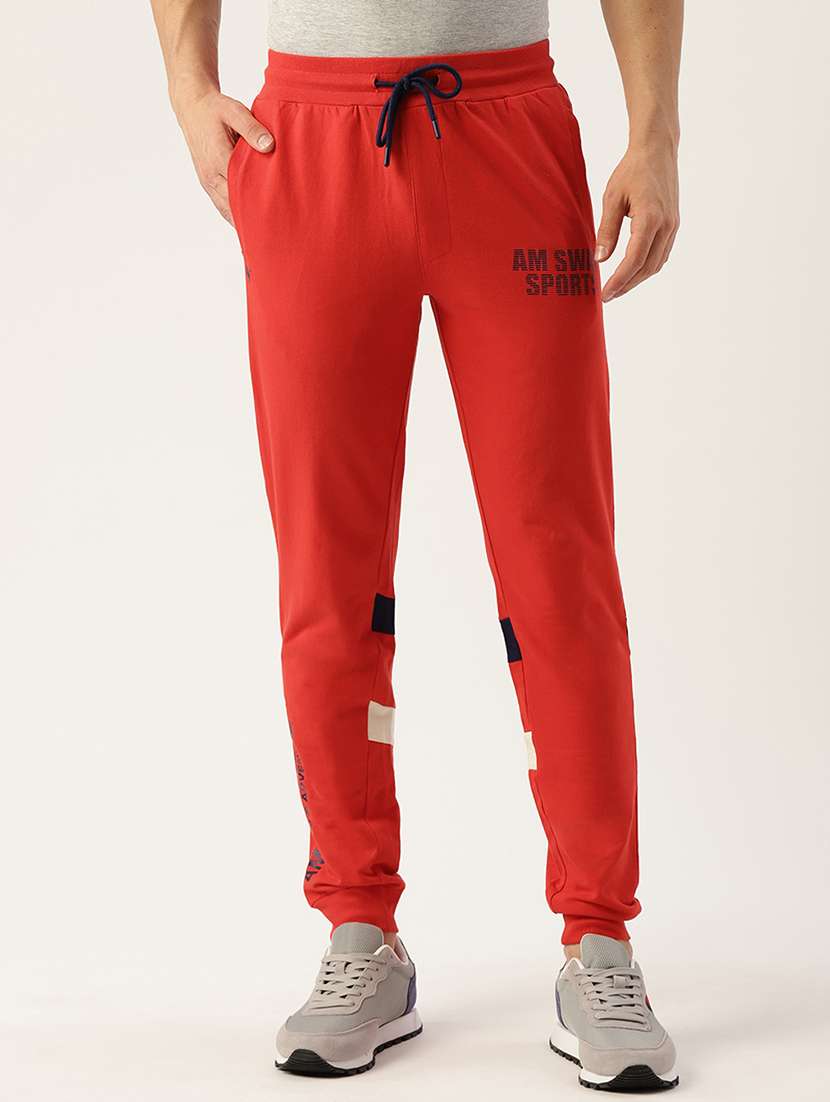 men placement print joggers