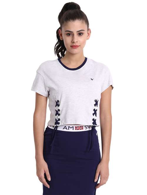 women solid round neck crop top - 21636150 -  Standard Image - 0