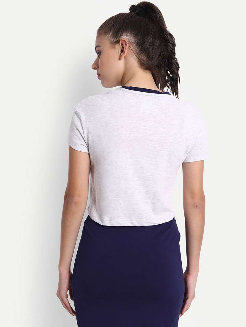 women solid round neck crop top - 21636150 -  Standard Image - 3