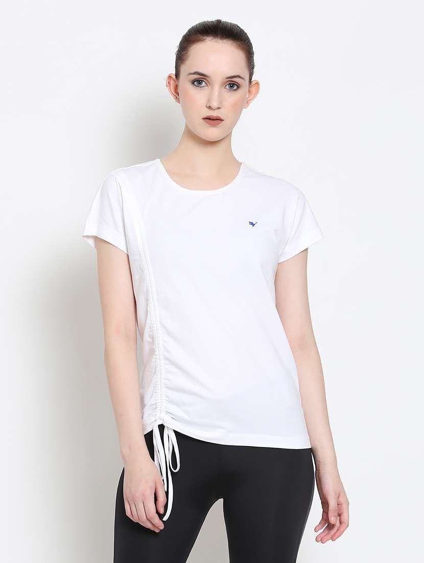 women round neck solid regular top