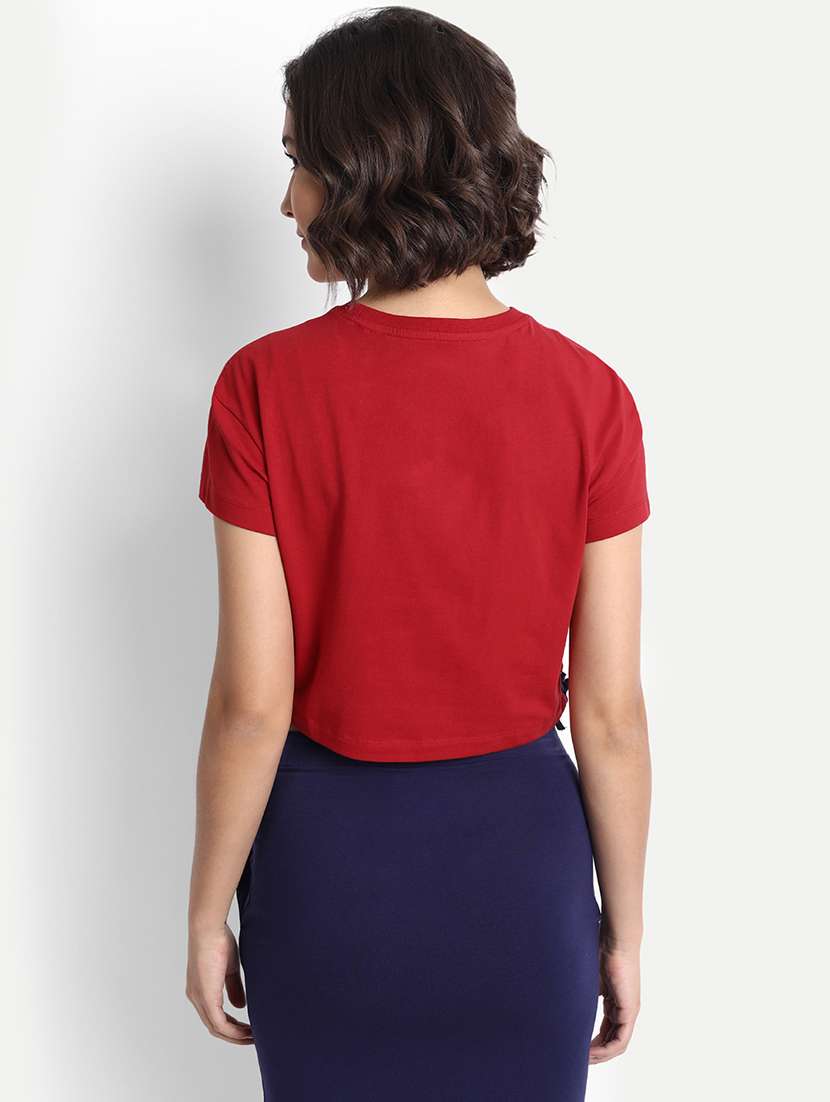 women round neck typographic printed crop top - 21636152 -  Standard Image - 3