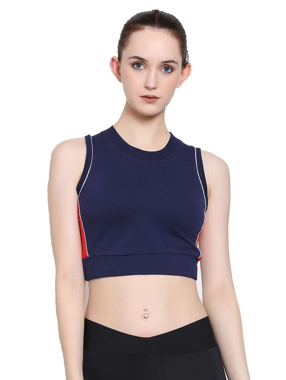 women round neck solid tank top