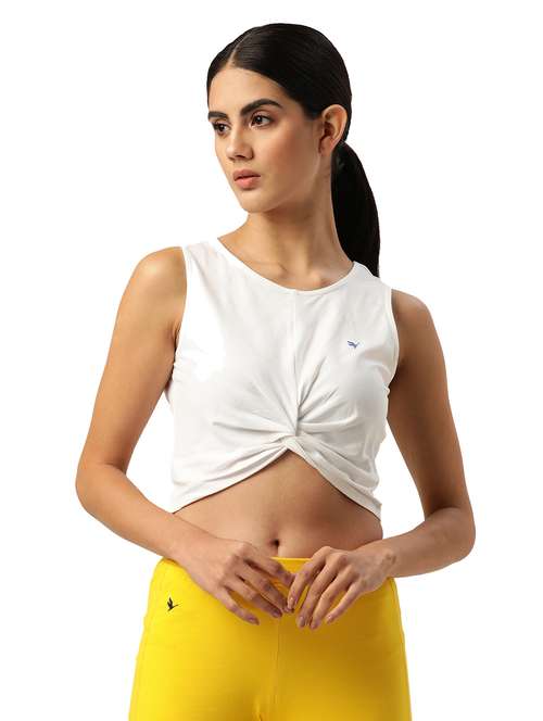 women round neck solid crop top - 21636156 -  Standard Image - 0