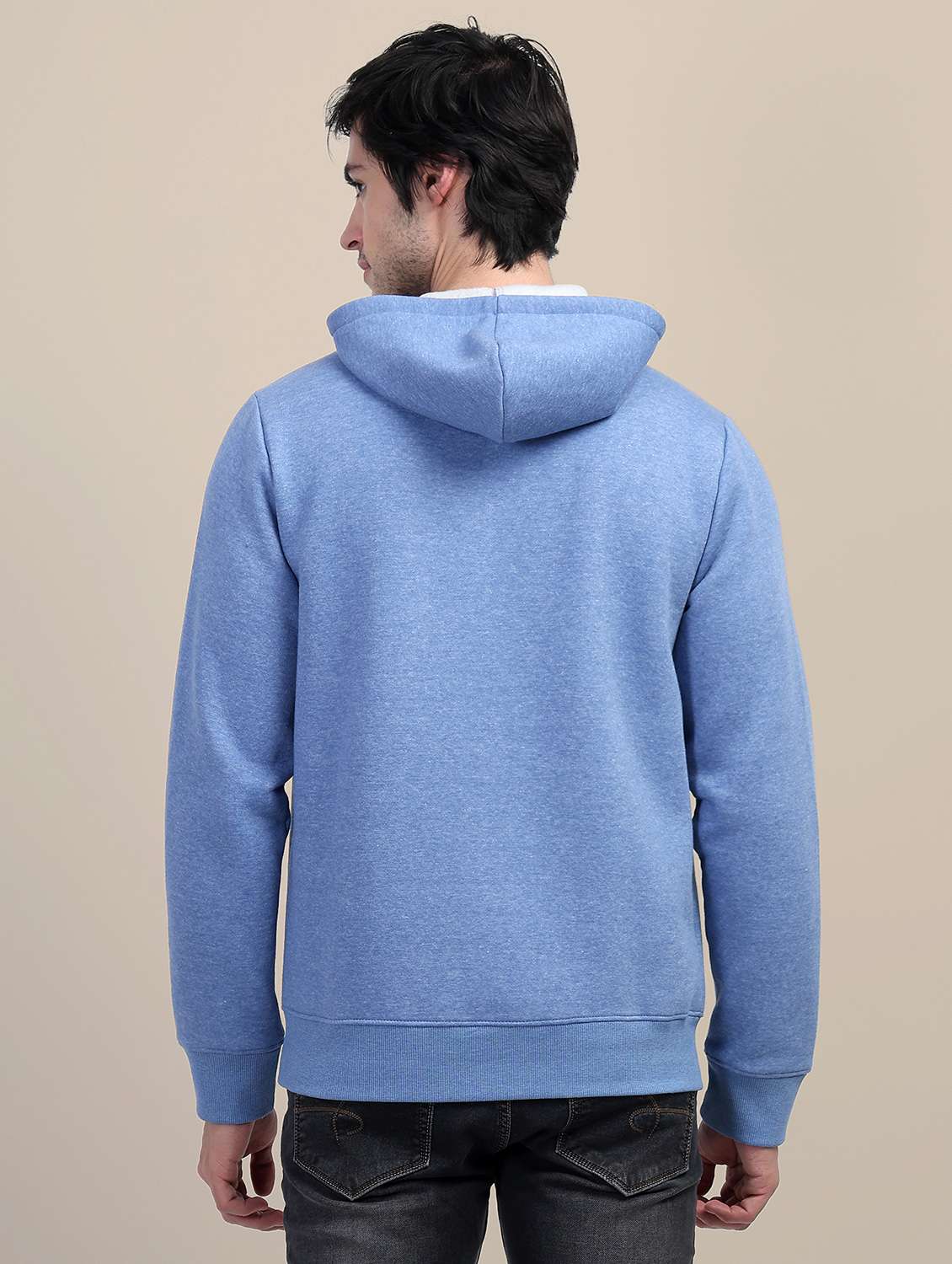 men solid long sleeve hooded sweatshirt - 21636186 -  Standard Image - 3