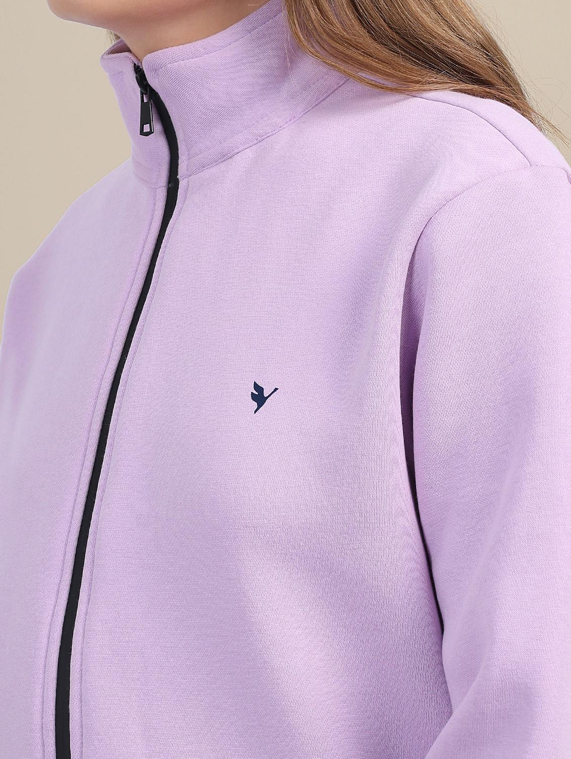 women lavender plain zipper sweatshirt - 21636190 - Standard Image - 5