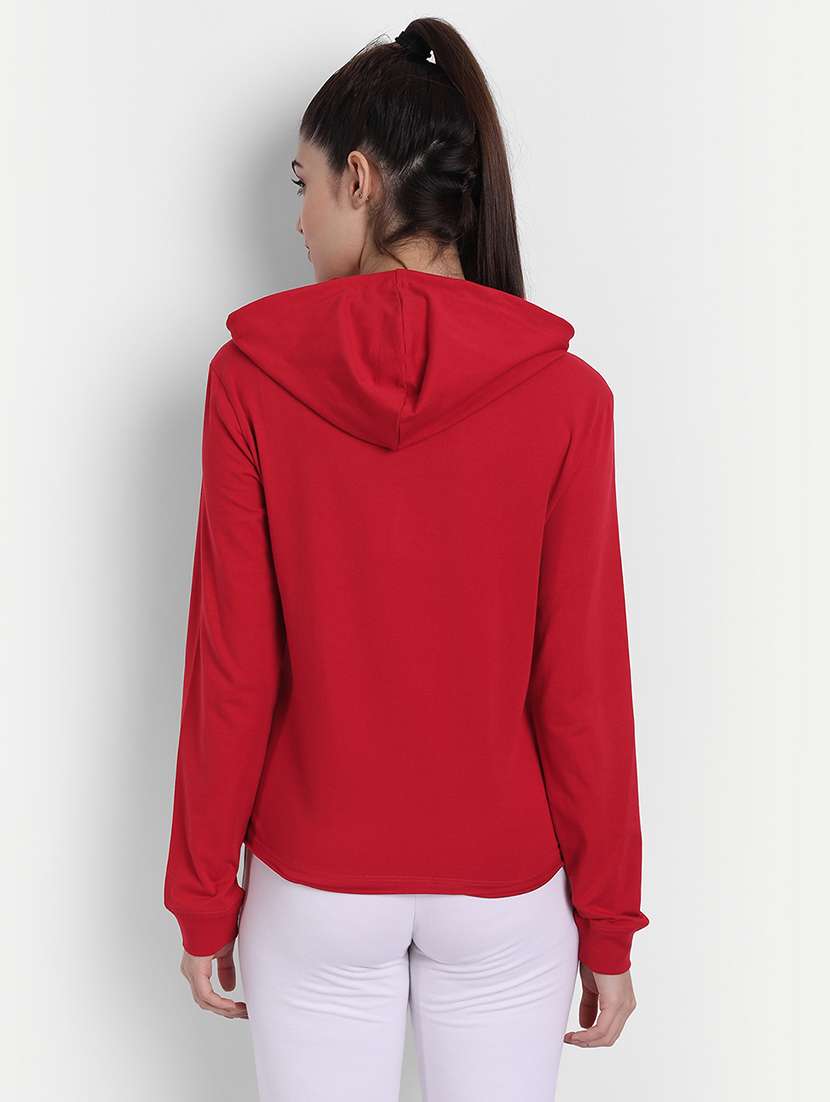 women plain long sleeve hood neck sweatshirt - 21636192 -  Standard Image - 3