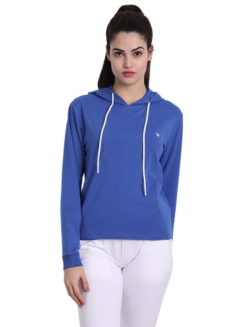 women plain long sleeve hood neck sweatshirt - 21636193 - Standard Image - 0
