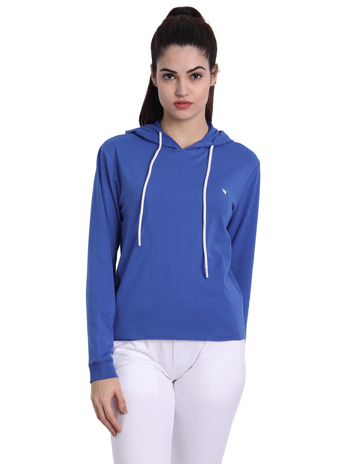 women plain long sleeve hood neck sweatshirt - 21636193 - Zoom Image - 0