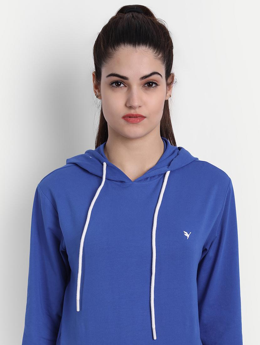 women plain long sleeve hood neck sweatshirt - 21636193 - Standard Image - 5