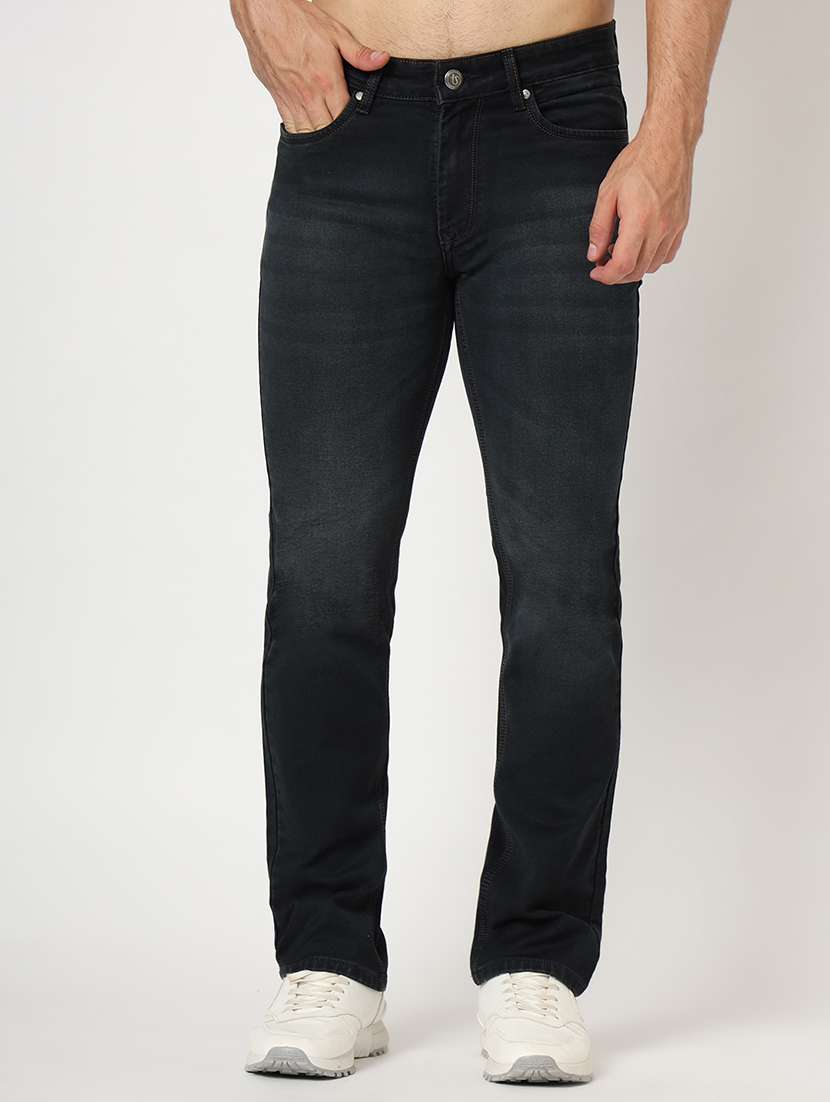 men plain mid rise denim jeans