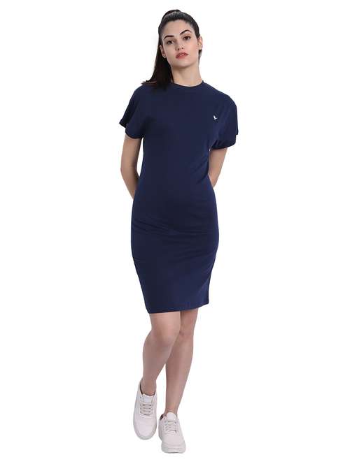 women round neck solid bodycon dress - 21636299 - Standard Image - 0