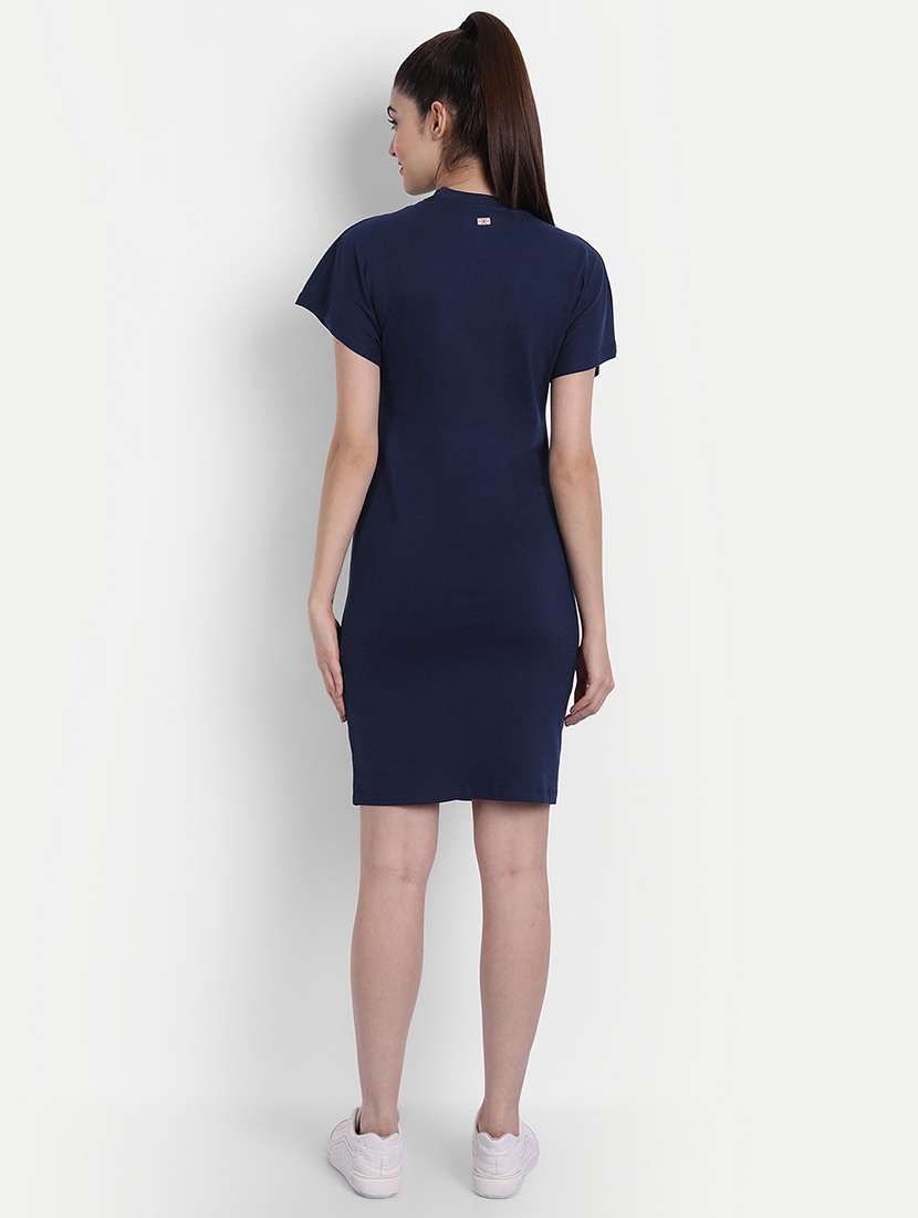 women round neck solid bodycon dress - 21636299 - Standard Image - 3