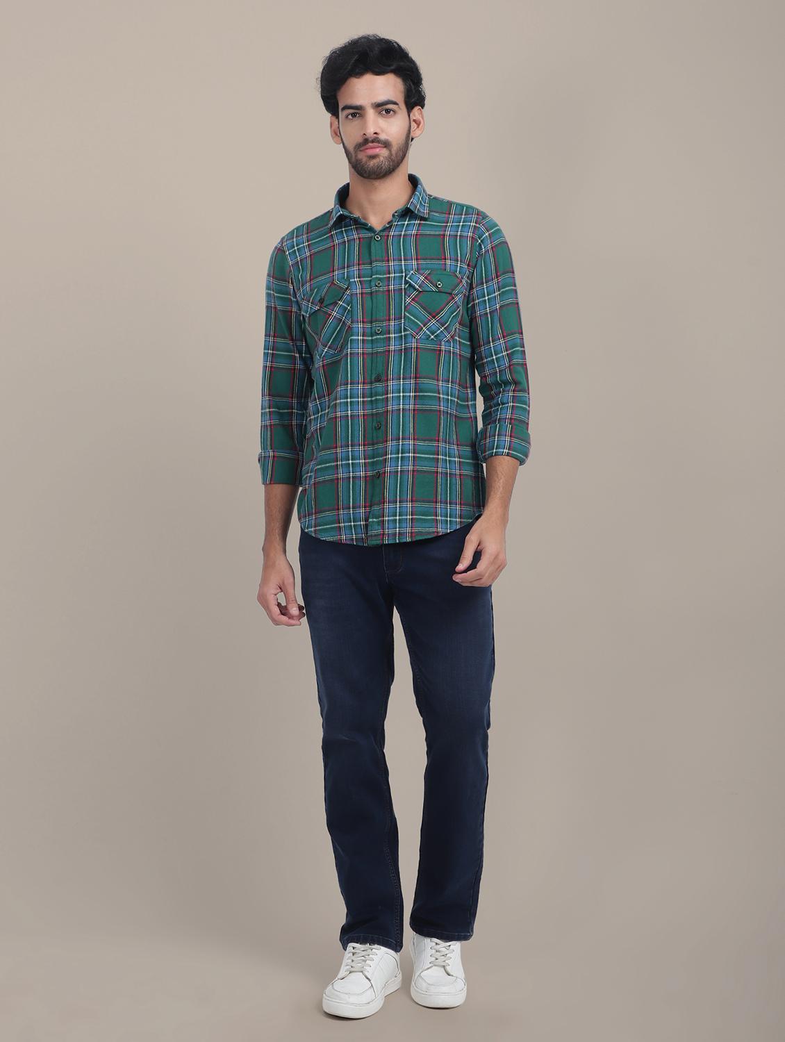 men regular fit checkered double pocket casual shirt - 21636344 - Standard Image - 3