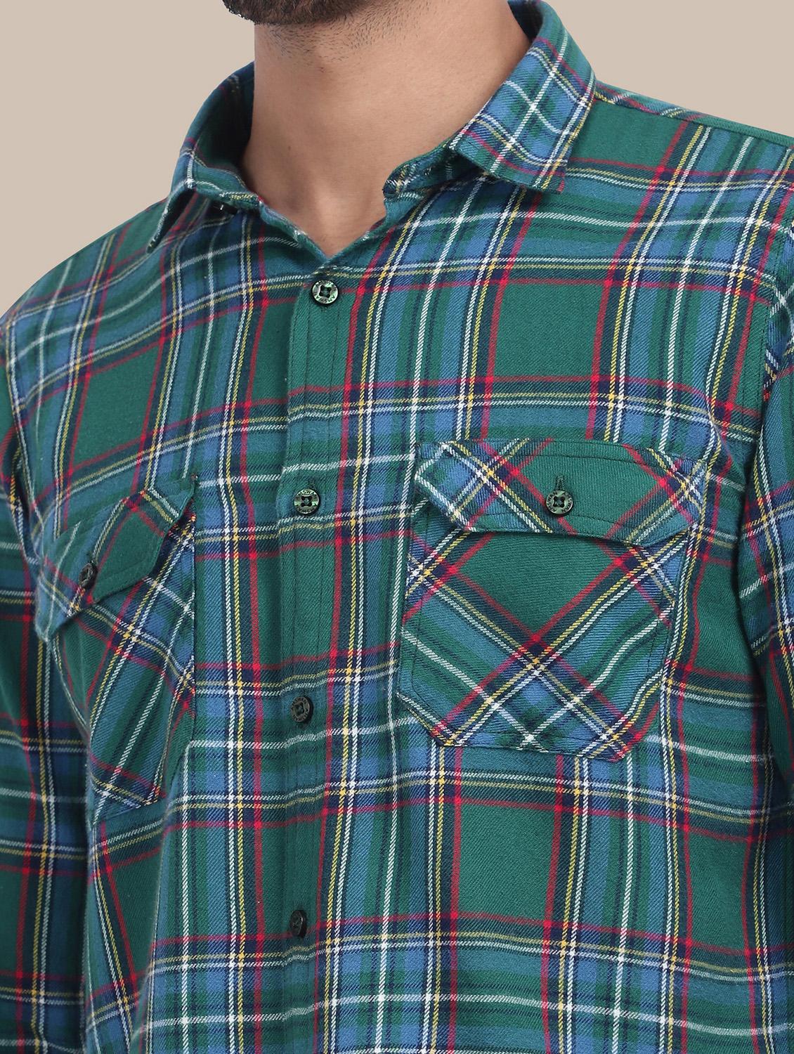 men regular fit checkered double pocket casual shirt - 21636344 - Standard Image - 5