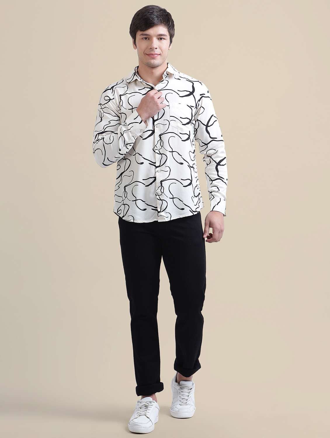 men regular fit printed single pocket casual shirt - 21636355 -  Standard Image - 3
