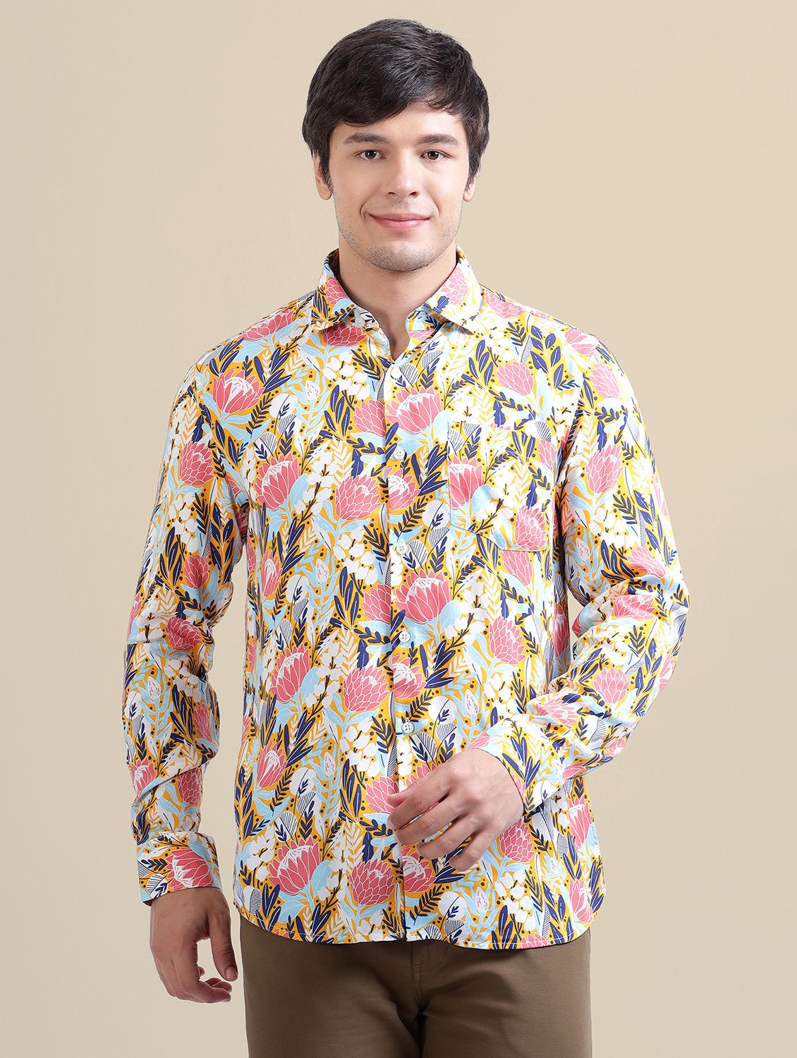 men regular fit printed single pocket casual shirt - 21636358 -  Zoom Image - 0