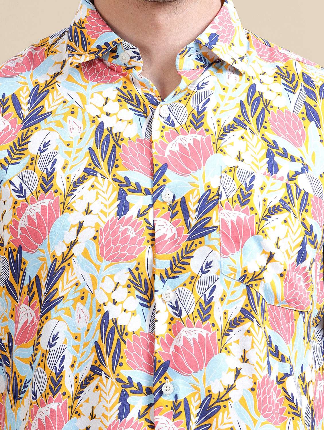 men regular fit printed single pocket casual shirt - 21636358 - Standard Image - 5