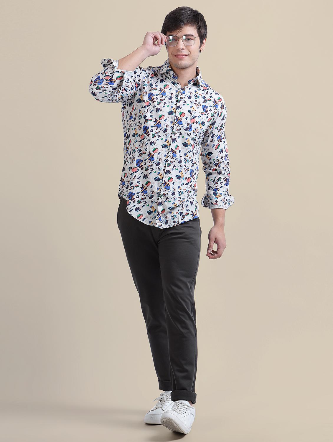 men regular fit printed single pocket casual shirt - 21636364 - Standard Image - 3