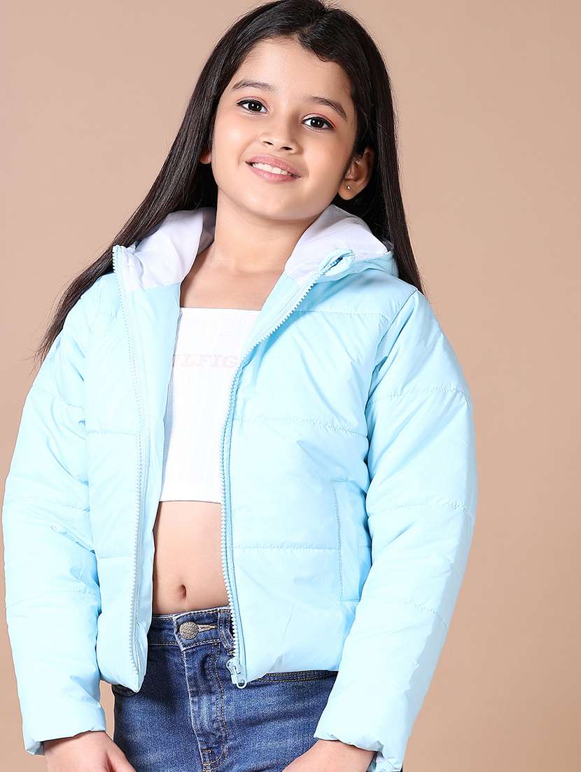 girls solid hooded quilted jacket - 21636449 -  Standard Image - 3