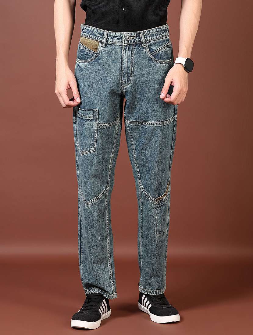 men solid mid rise regular fit cargo