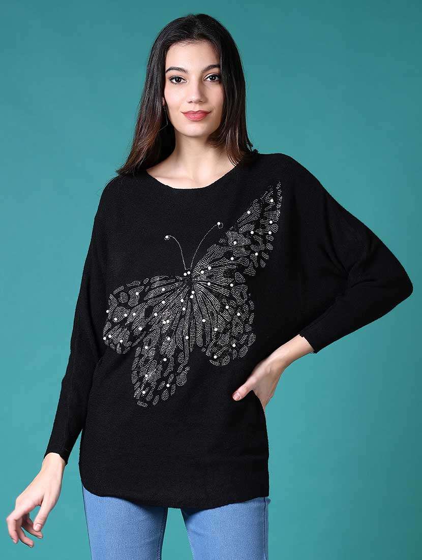 women embellished long sleeves pullover
