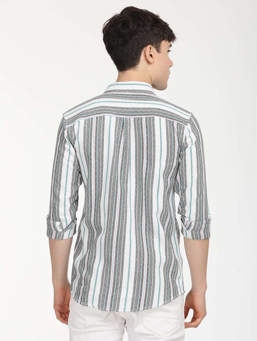 men slim fit striped long sleeve casual shirt - 21636545 -  Standard Image - 3