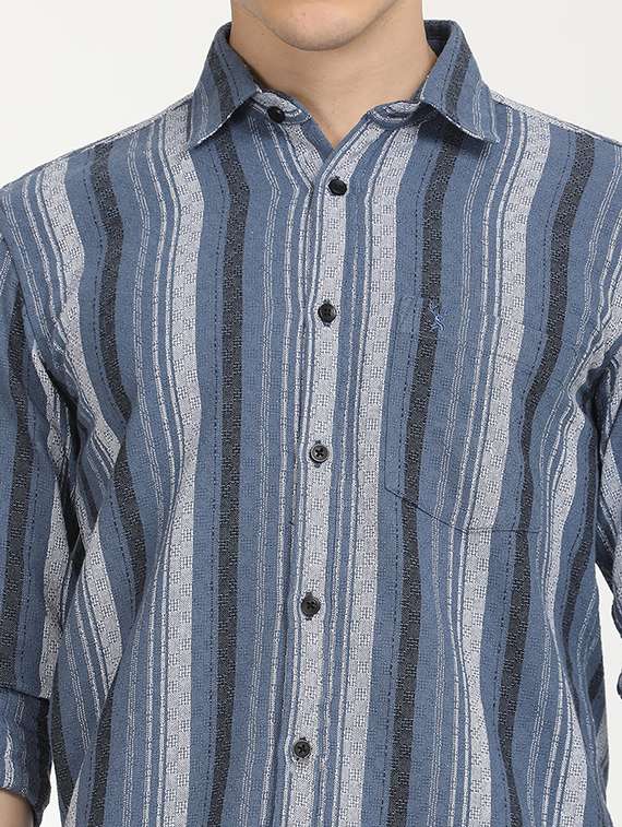 men slim fit striped long sleeve casual shirt - 21636546 -  Standard Image - 3