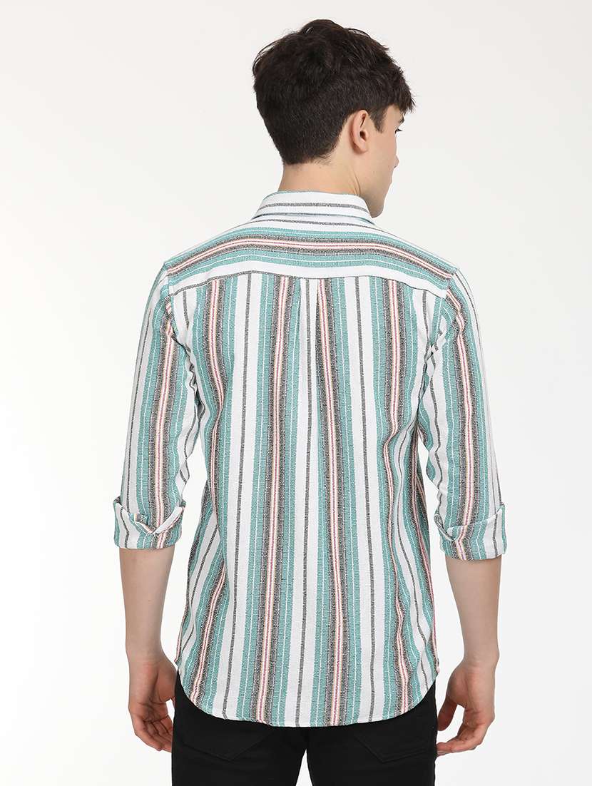 men slim fit striped long sleeve casual shirt - 21636549 -  Standard Image - 3