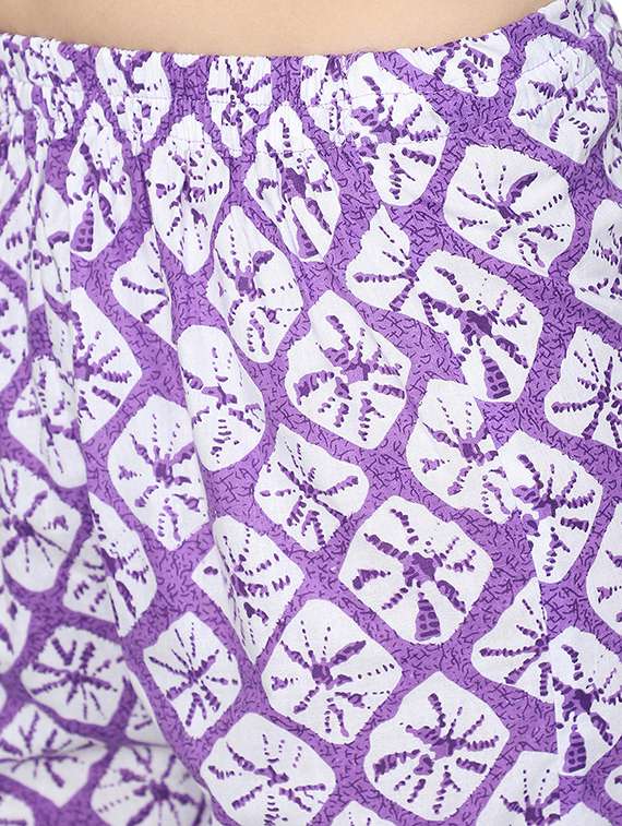 women purple printed nightwear pyjama set - 21636597 -  Standard Image - 5