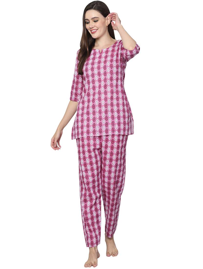 women printed nightwear pyjama set 