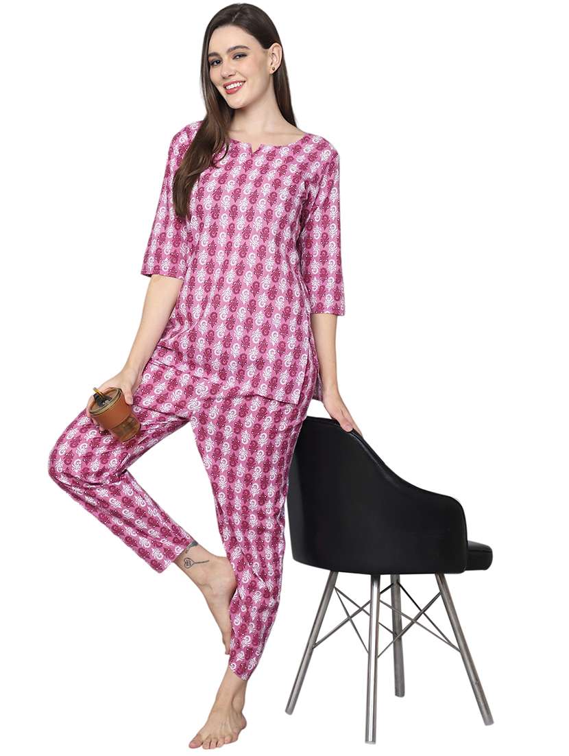 women printed nightwear pyjama set  - 21636599 -  Standard Image - 3