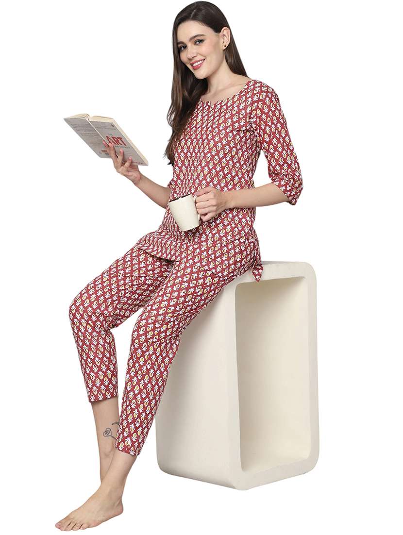 women printed top & trouser co-ord set - 21636601 -  Standard Image - 3