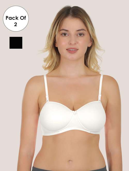 women pack of 2 solid bralette bra combo - 21636606 - Standard Image - 0