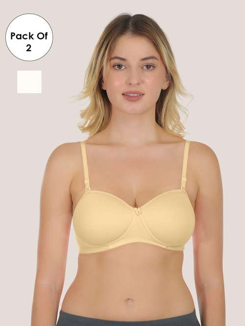 women pack of 2 solid bralette bra combo - 21636607 - Standard Image - 0