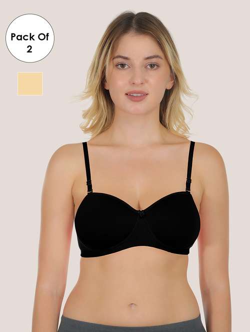 women pack of 2 solid bralette bra combo - 21636608 - Standard Image - 0