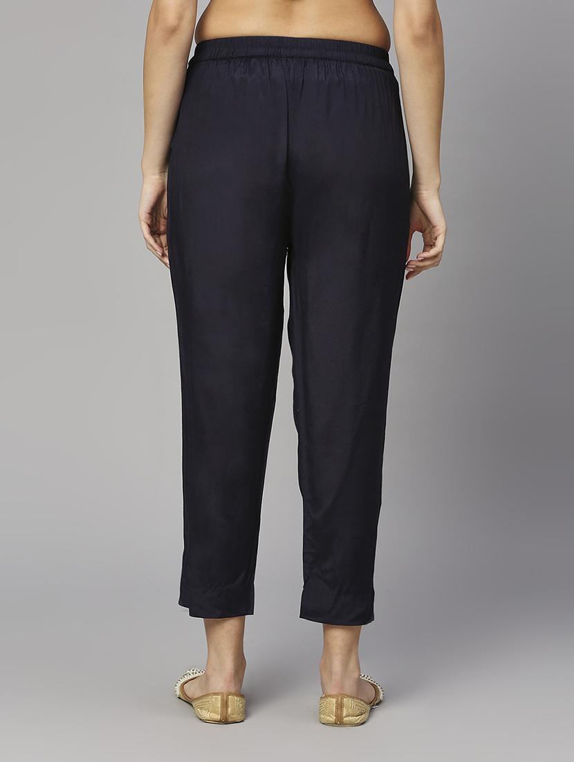women mid rise solid tapered pant - 21636925 - Standard Image - 3