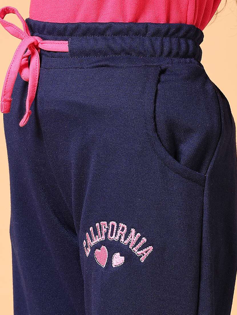 girls navy blue placement print joggers - 21636961 -  Standard Image - 5