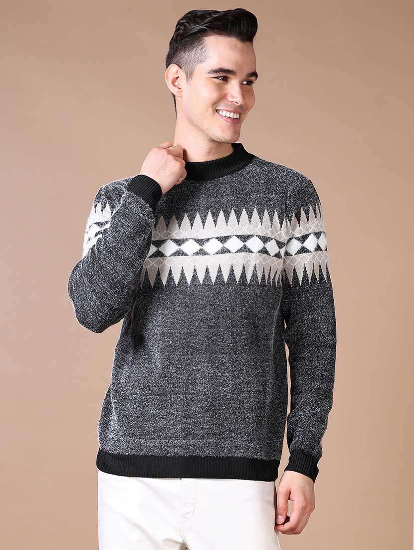 men chest print long sleeve pullover