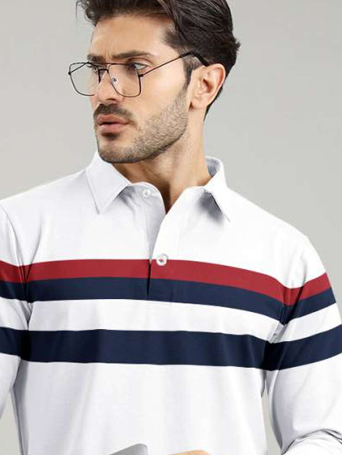 men regular fit striped long sleeve polo t-shirt - 21637687 -  Standard Image - 3