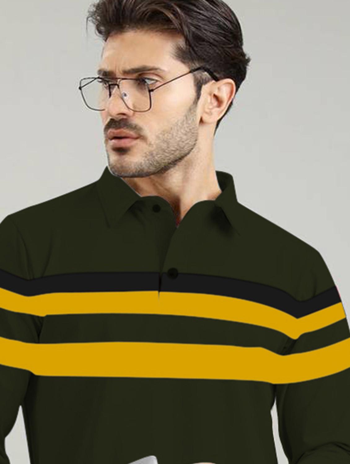 men regular fit striped long sleeve polo t-shirt - 21637688 - Standard Image - 3